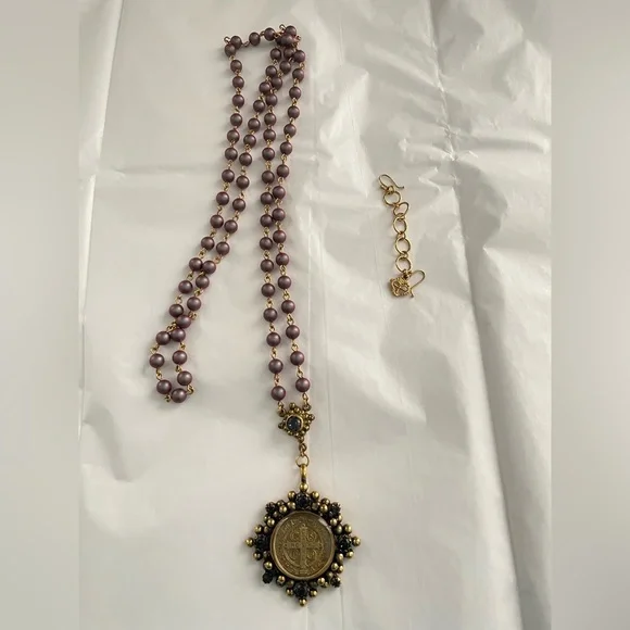 Virgins Saints & Angels Magdalena Necklace Purple Iridescent Beads Multi Length - Picture 2 of 8